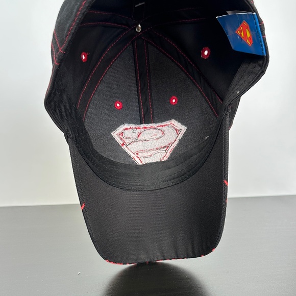 Superman Black & Red Embroidered Logo Baseball Cap - Picture 7 of 7